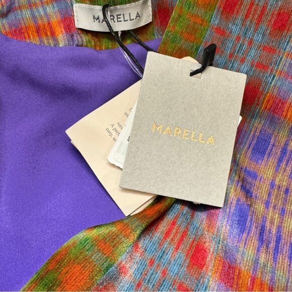 NWT Marella Rank Satin Plaid Wrap Dress size 2 - Picture 8 of 13